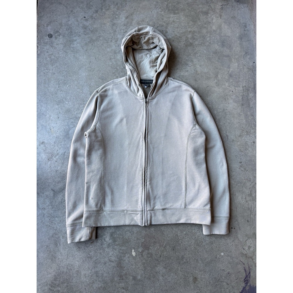 VTG Banana Republic Heavyweight Cotton Zip Up Hoodie Jacket Cream Khaki L Safari